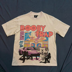 Triple Sevens Cream Booby Trap Retro Comic Scene Graphic Tee
