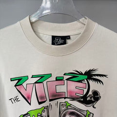 Triple Sevens Off‑White Back Print Turntable Money Cartoon Graphic Tee