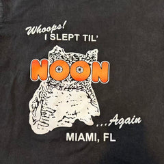 Triple Sevens Vintage Black Owl Miami Slogan Graphic Tee