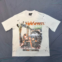 Triple Sevens Off‑White Film Camera Splash Print Graphic Tee