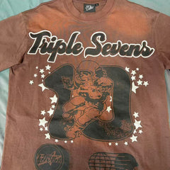Triple Sevens Vintage Brown Football Star Graphic Tee