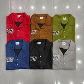 Triple Sevens Trap Logo Nylon Button Up Shirt, Boxy Cropped Fit