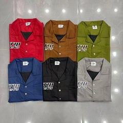 Triple Sevens Trap Logo Nylon Button Up Shirt, Boxy Cropped Fit