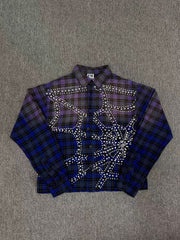 Valley Dreams Star Oversized Flannel Shirt Purple
