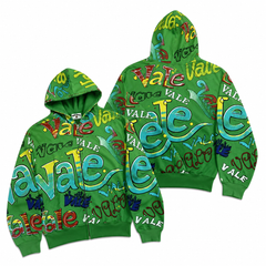 Graffiti Full Print Zip Up Hoodie Unisex Street Jacket