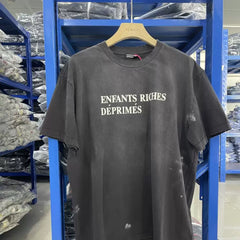 Enfants Riches Déprimés Classic Logo Damaged Wash Unisex Basic Text Short Sleeve Tee