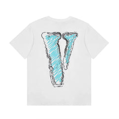 VLONE Plain Big V Letter Print Loose Unisex Couple High Street Base T-Shirt