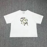 Mertra Camo Letter Print Unisex Crew Neck Short Sleeve Tee