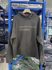 Enfants Riches Déprimés Letter Slogan Distorted Sun Fading Unisex Washed Damaged Hoodie