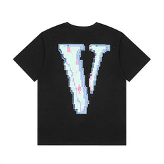 VLONE Mosaic Big V Print Loose Unisex Crew Neck Base T-Shirt