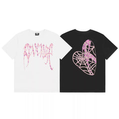 Revenge Hot Diamond Palm Letter Print Unisex Couple Crew Neck T-Shirt