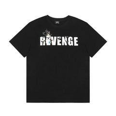 Revenge Anime Character Print Heavyweight Plus Size High Street Crew Neck T-Shirt