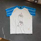 Enfants Riches Déprimés Blue & White Contrast Star Print Unisex Vintage Spray-Dirty Craft Short Sleeve Tee