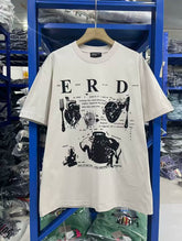 Enfants Riches Déprimés High‑Street Letter Print Off‑Shoulder Crewneck Oversized Unisex Short Sleeve T‑Shirt