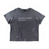 Enfants Riches Déprimés Vintage Slogan Print Punk Style Unisex Short Boxy Retro Distressed Short Sleeve Tee