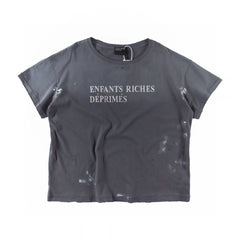 Enfants Riches Déprimés Vintage Slogan Print Punk Style Unisex Short Boxy Retro Distressed Short Sleeve Tee