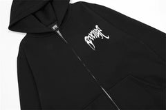 Revenge Velvet Zip Up Hooded Cardigan Unisex American Street Jacket