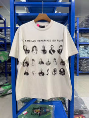 Enfants Riches Déprimés Commemorative Russian Royal Family Print Unisex Cotton Washed Aged Loose Short Sleeve Tee