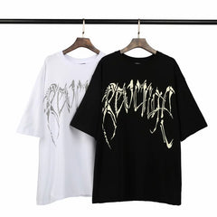 Revenge Dragon Bone Skull Print Loose Unisex Cotton Crew Neck High Street T-Shirt