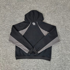 Mertra Color Block Embroidered Letter Logo Unisex Velvet Lined Hoodie