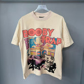 Triple Sevens Cream Booby Trap Retro Comic Scene Graphic Tee
