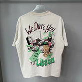 Triple Sevens Off‑White Back Print Turntable Money Cartoon Graphic Tee