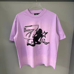 Triple Sevens Lavender Figure Silhouette Logo Graphic Tee