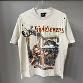 Triple Sevens Off‑White Film Camera Splash Print Graphic Tee