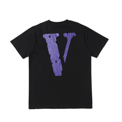 VLONE High Street Purple Logo Big V Limited Pure Cotton Loose Unisex Summer T-Shirt