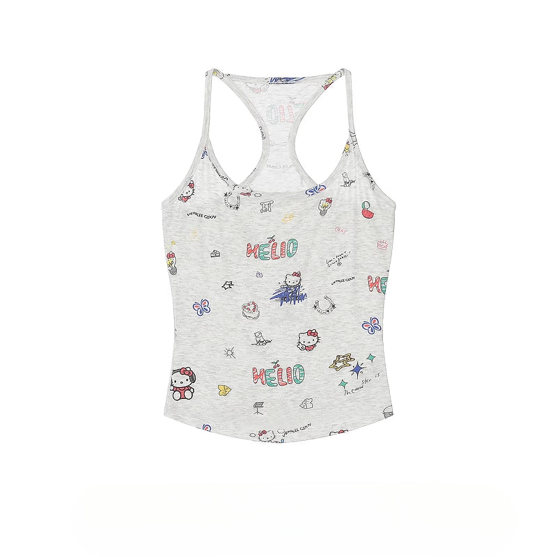 HK Retro Mini Vest - Y2K Fitted Sleeveless Top for Women