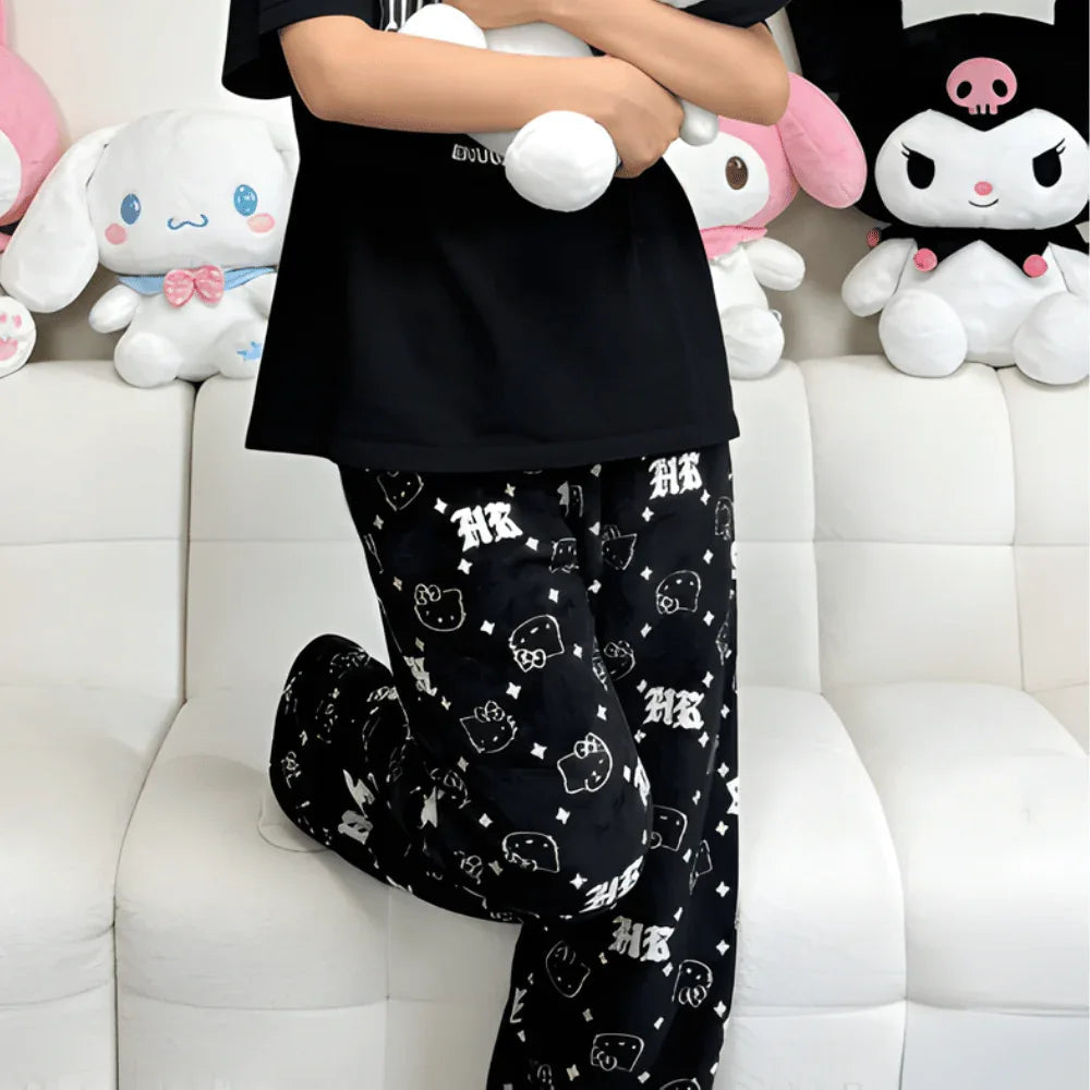 Hello Kitty Dark HK Monogram Pajama Pants
