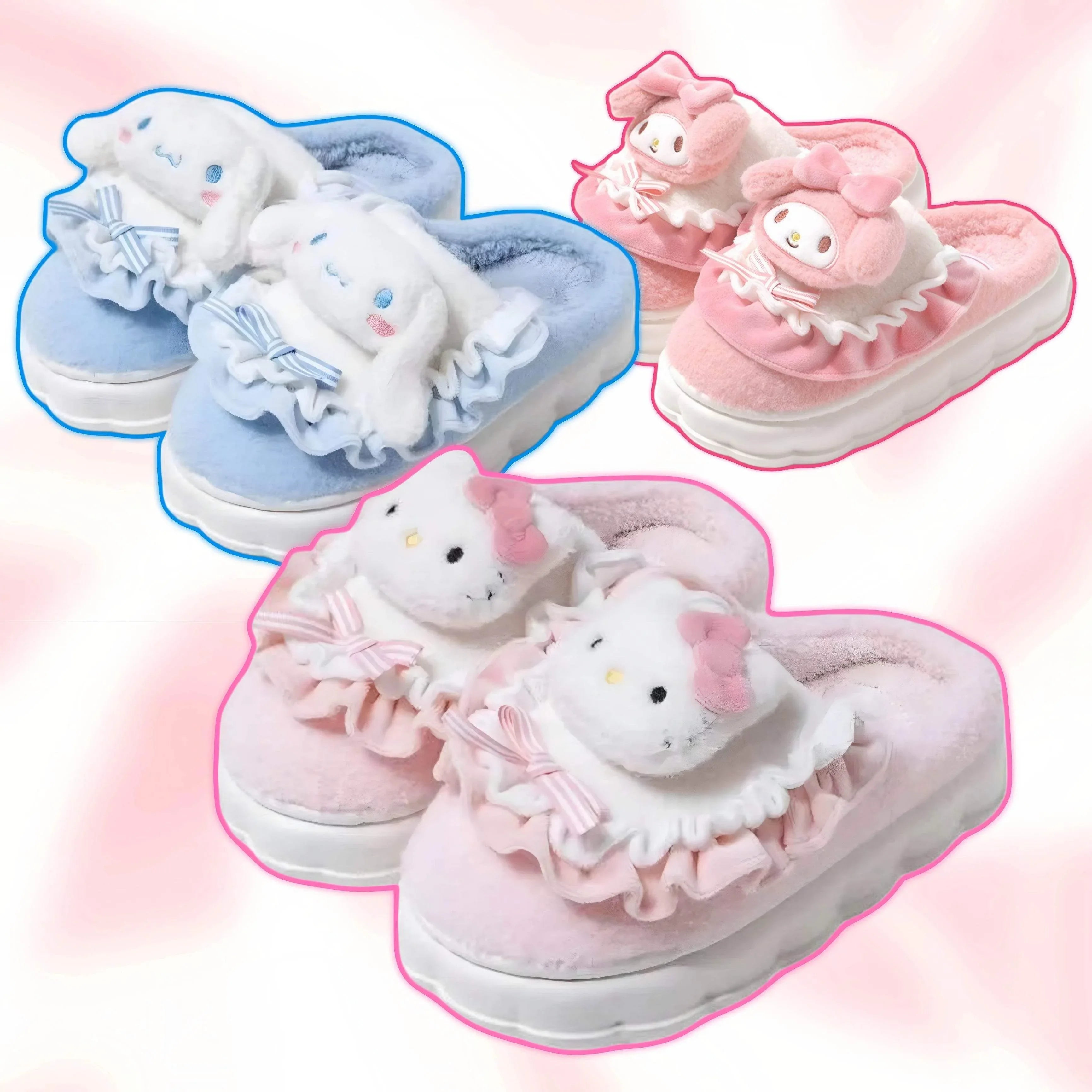 Kawaii Hello Kitty Fuzzy Slippers