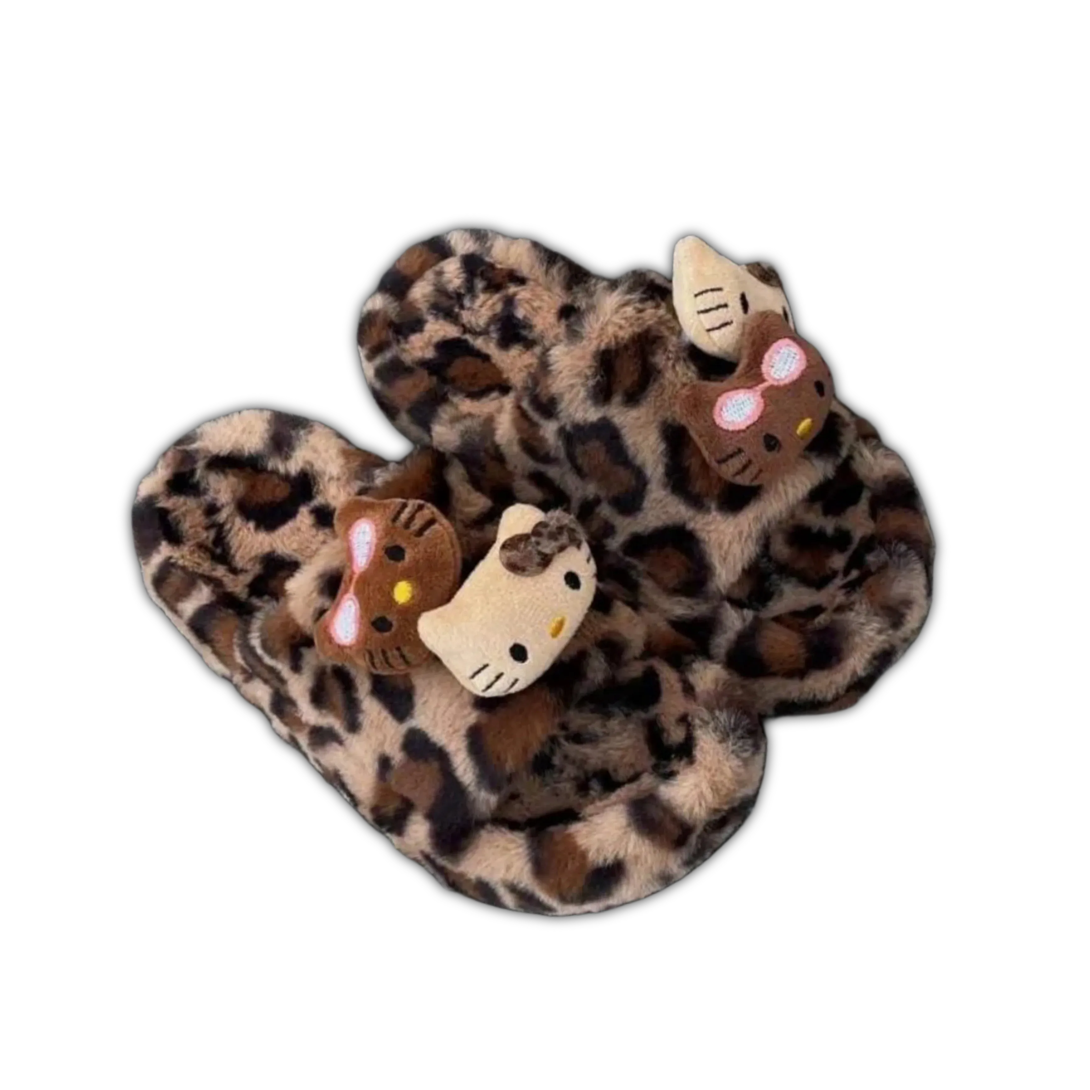 Hello Kitty Fuzzy Leopard Print Slippers