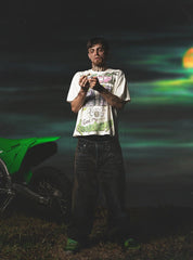 Triple Sevens Off‑White Back Print Turntable Money Cartoon Graphic Tee