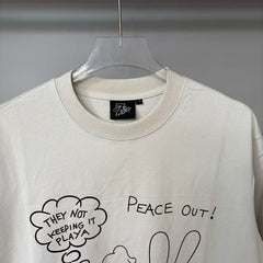 Triple Sevens Off‑White Ghost Cartoon Slogan Graphic Tee