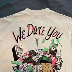 Triple Sevens Off‑White Back Print Turntable Money Cartoon Graphic Tee