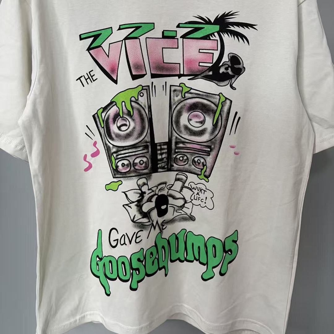 Triple Sevens Off‑White Back Print Turntable Money Cartoon Graphic Tee
