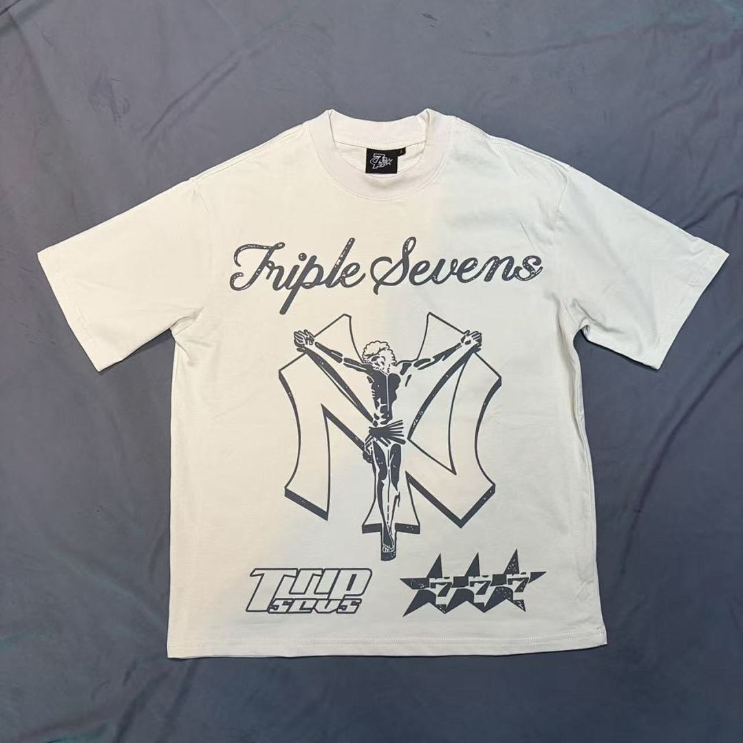 Triple Sevens Off‑White Crucifix Symbol Graphic Tee