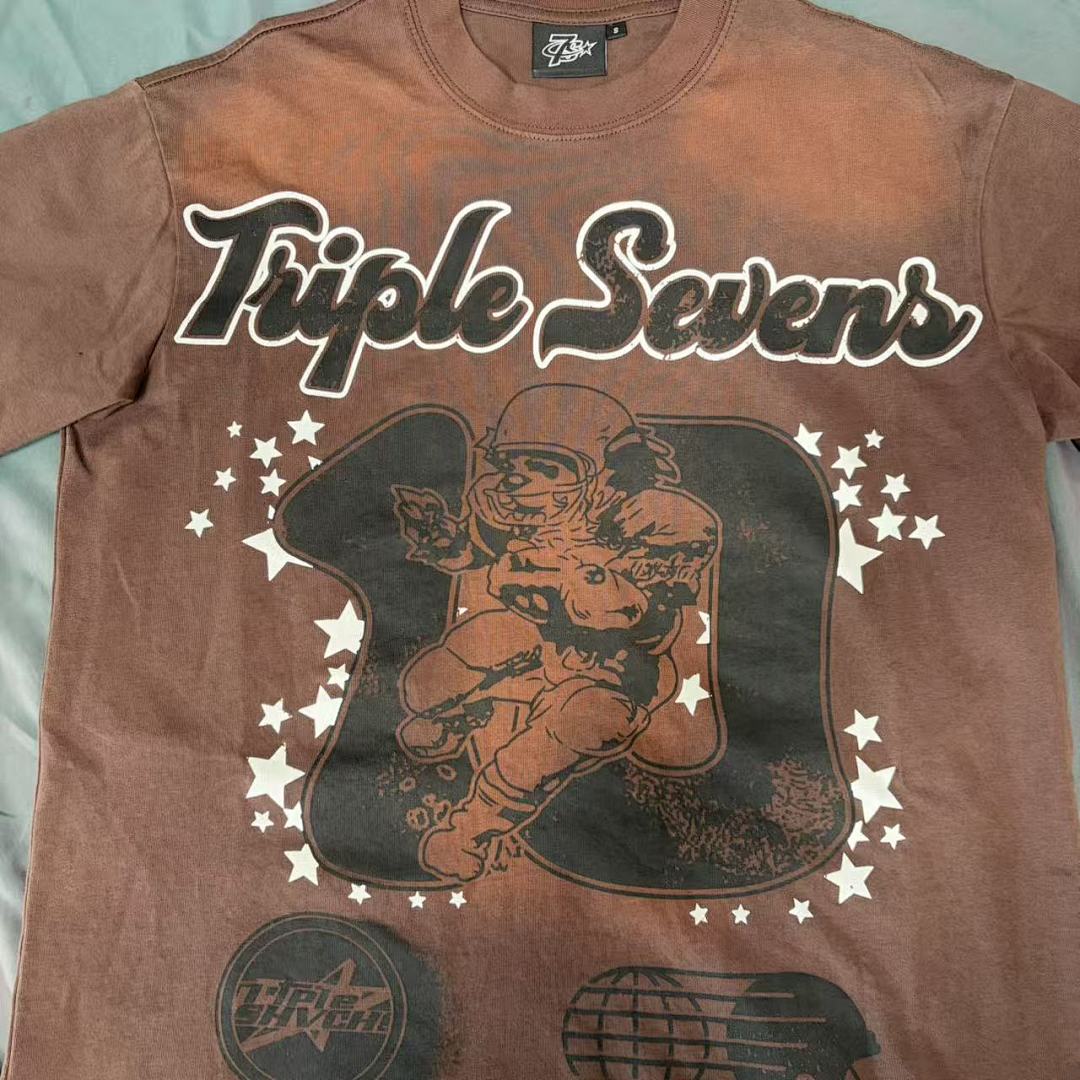 Triple Sevens Vintage Brown Football Star Graphic Tee