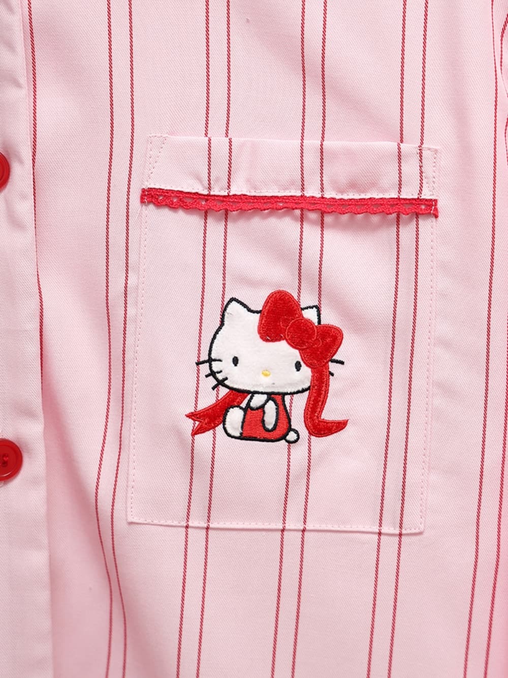 Hello Kitty Pink Striped Lyocell Cotton Pajama Set