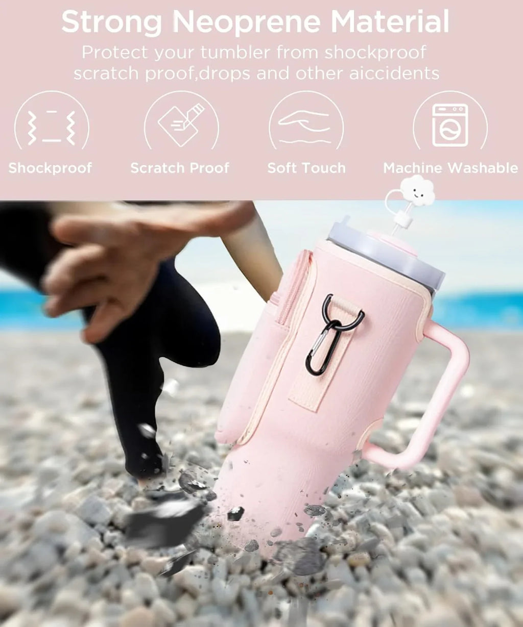 Matching Water Bottle Carrier Pouch with Phone Pocket & Adjustable Strap