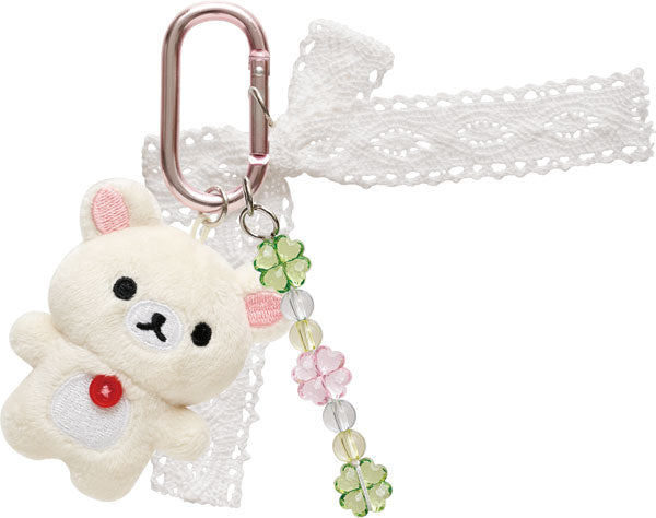 Sanrio x Rilakkuma Four-Leaf Clover Plush Toy, Plush Toy Hanging Snap, Little White Bear Hanging Snap
