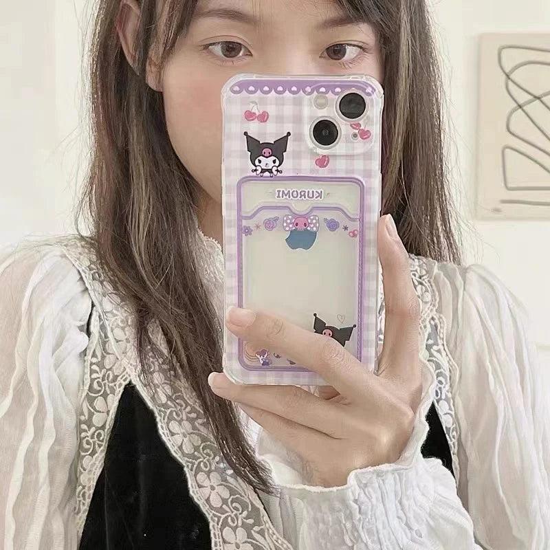 Kuromi / My melody Phone case with card holder