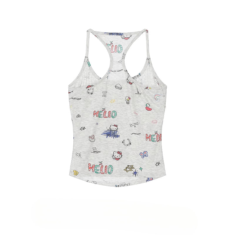 HK Retro Mini Vest - Y2K Fitted Sleeveless Top for Women