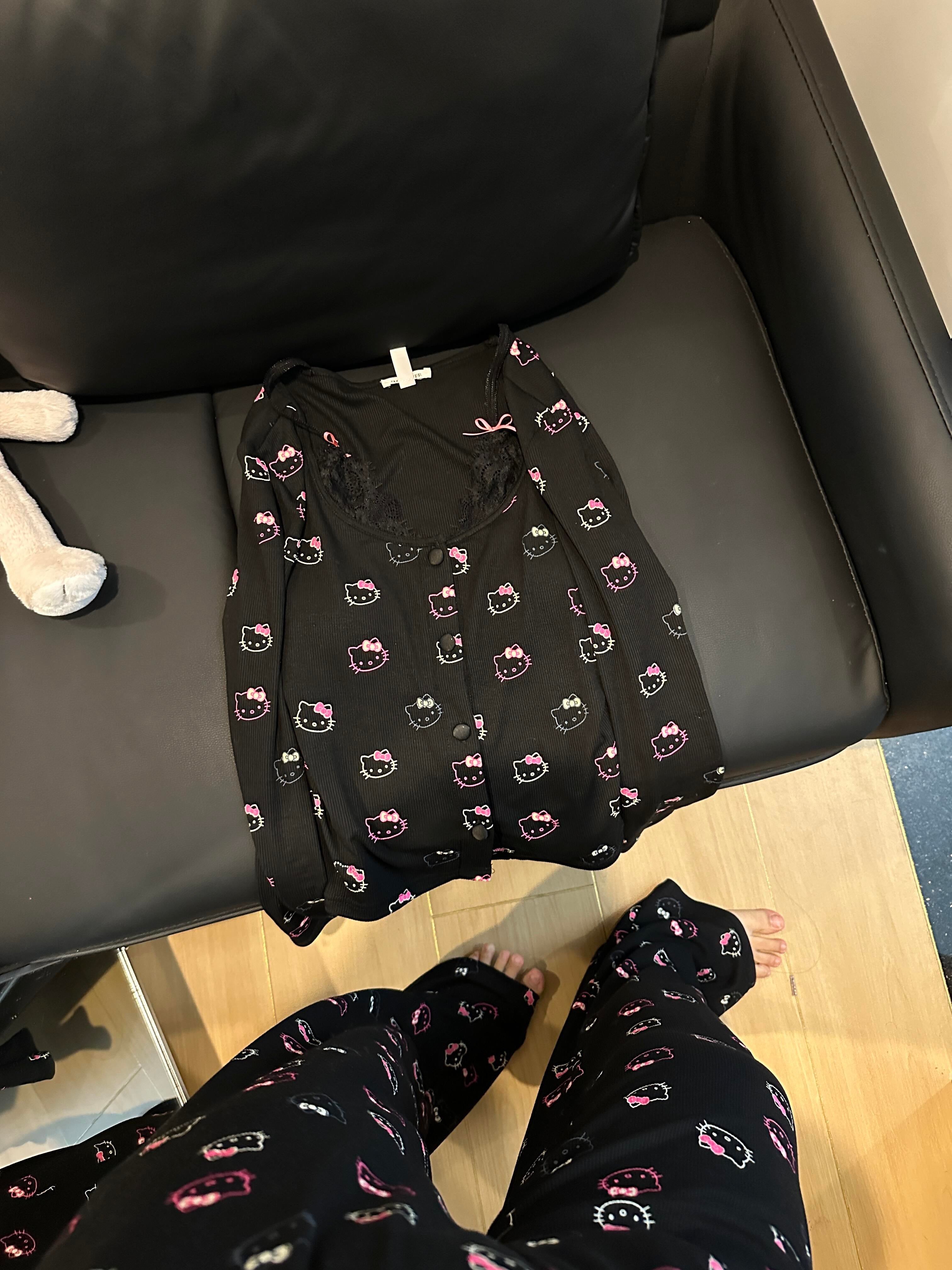 HK Black Pajama Sets Long Sleeve Button Down Sleepwear Nightwear Soft Modal  Pjs Lounge Sets