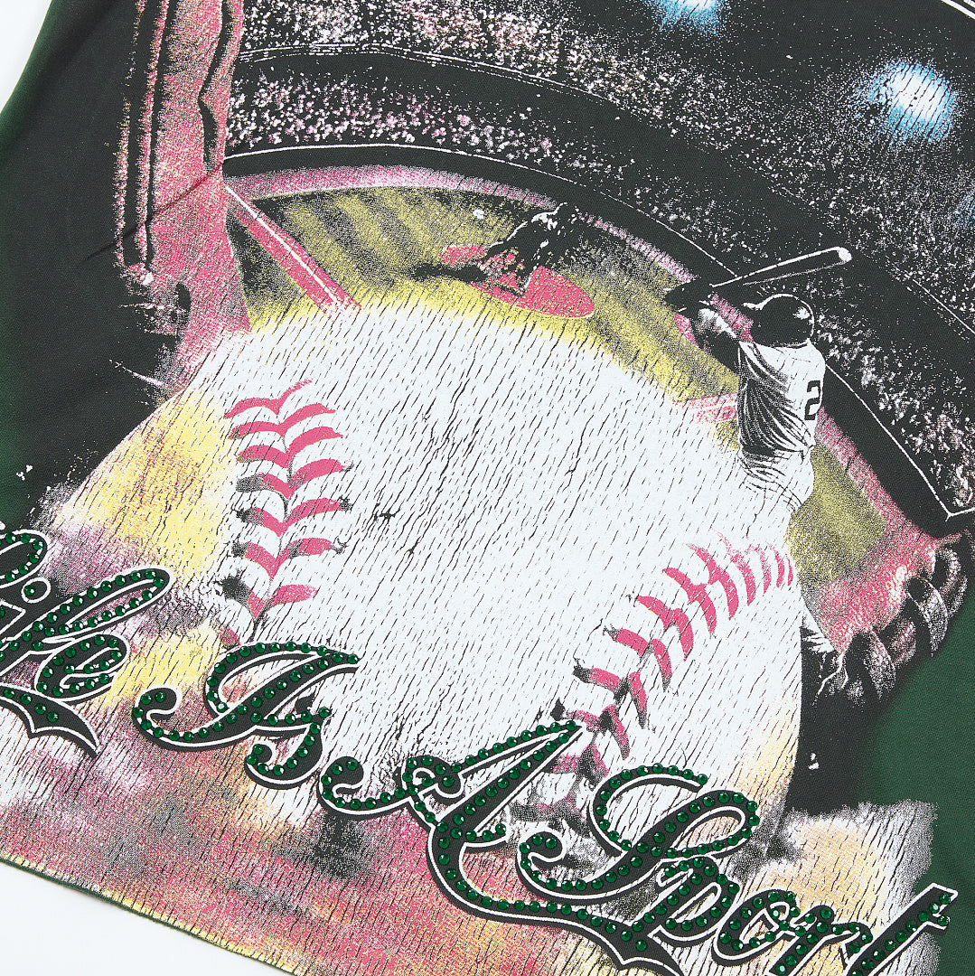 DUAAWEAR Baseball Stadium Graphic Tee, Distressed Vintage Washed Green