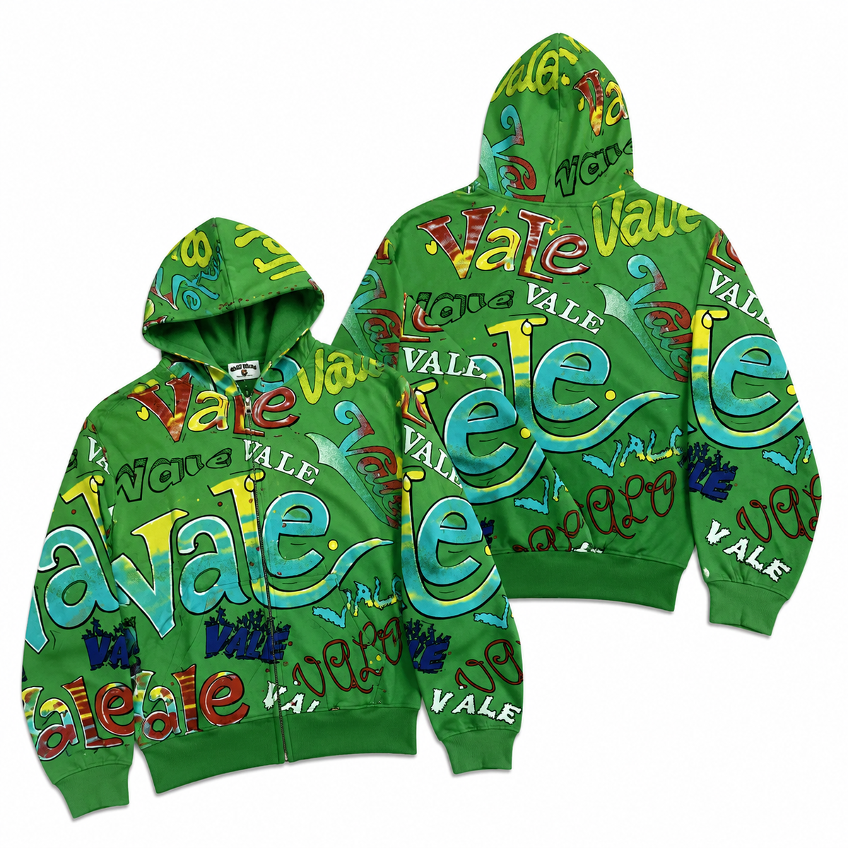 Graffiti Full Print Zip Up Hoodie Unisex Street Jacket