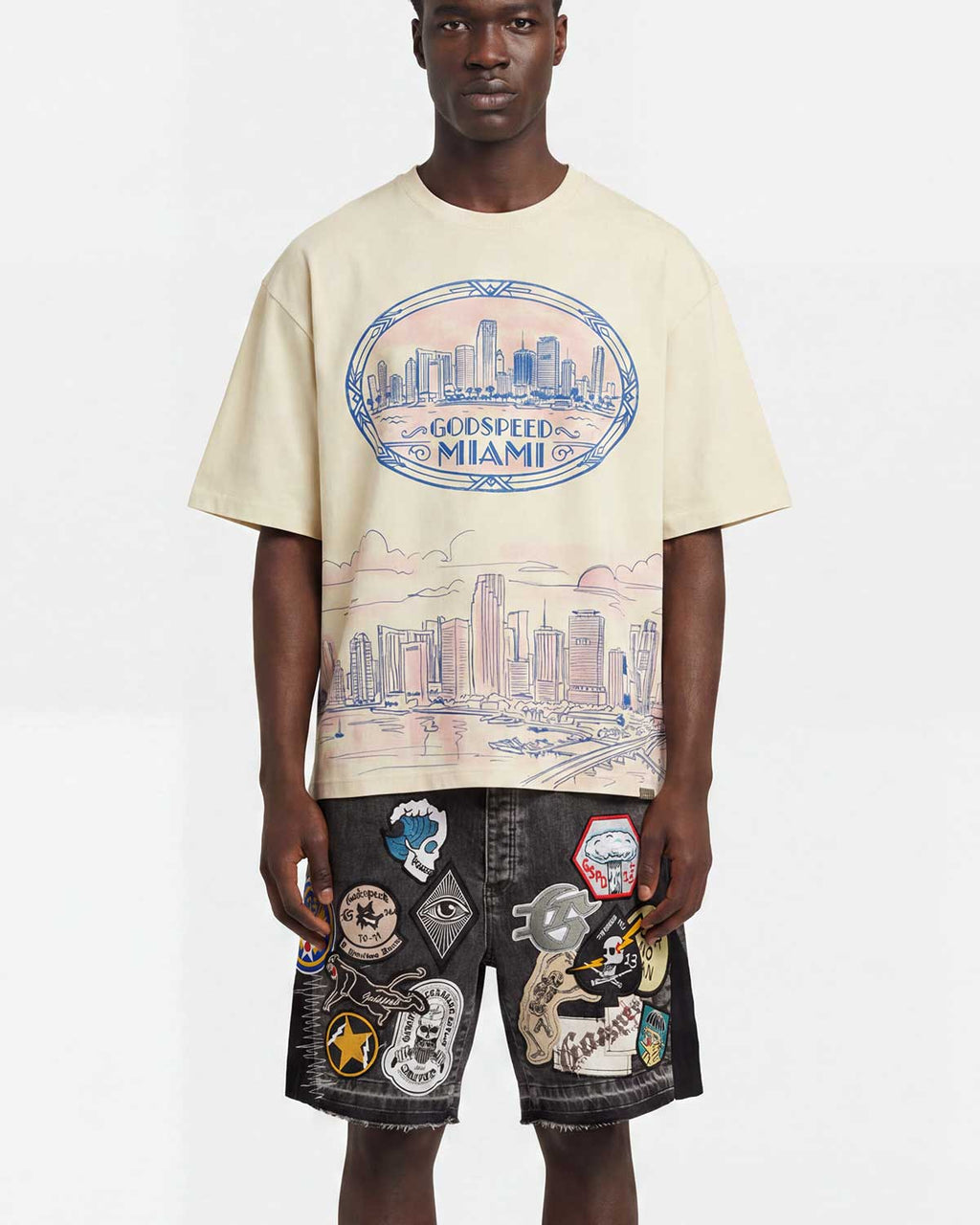 Godspeed Patchwork Denim Shorts V2 Grey