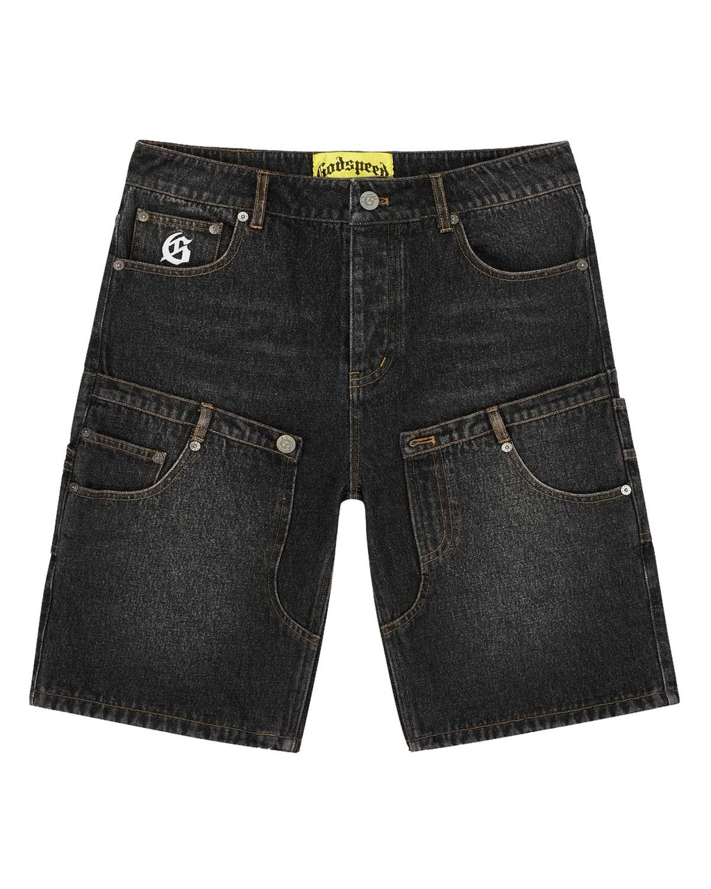 Godspeed Twin Panel Denim Shorts Black