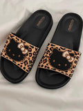 Hellokitty Leopard Print Shower Sandals Bathroom Slippers